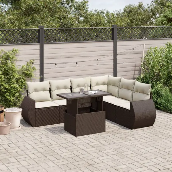 Gossi set canapele de gradina cu perne, 7 piese, maro, poliratan