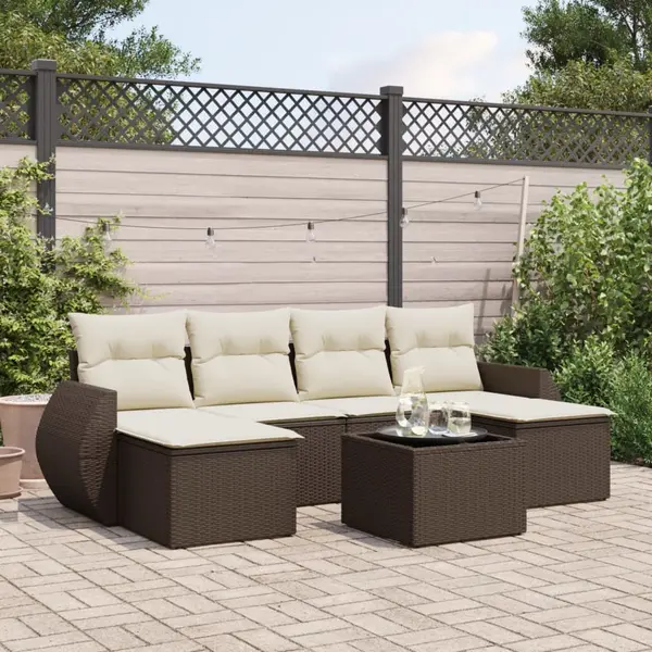 Gossi set canapele de gradina cu perne, 7 piese, maro, poliratan