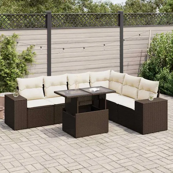 Gossi set canapele de gradina cu perne, 7 piese, maro, poliratan