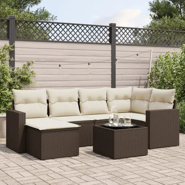 Gossi set canapele de gradina cu perne, 7 piese, maro, poliratan