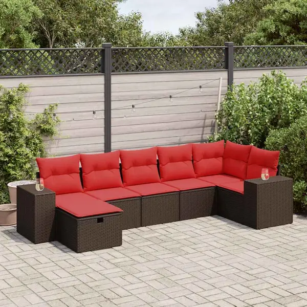 Gossi set canapele de gradina cu perne, 7 piese, maro, poliratan