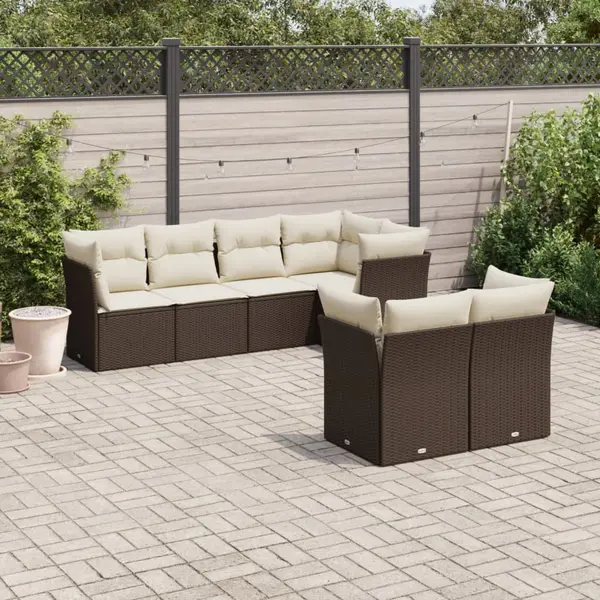 Gossi set canapele de gradina cu perne, 7 piese, maro, poliratan