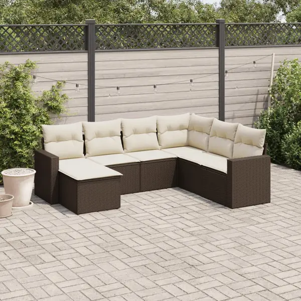 Gossi set canapele de gradina cu perne, 7 piese, maro, poliratan