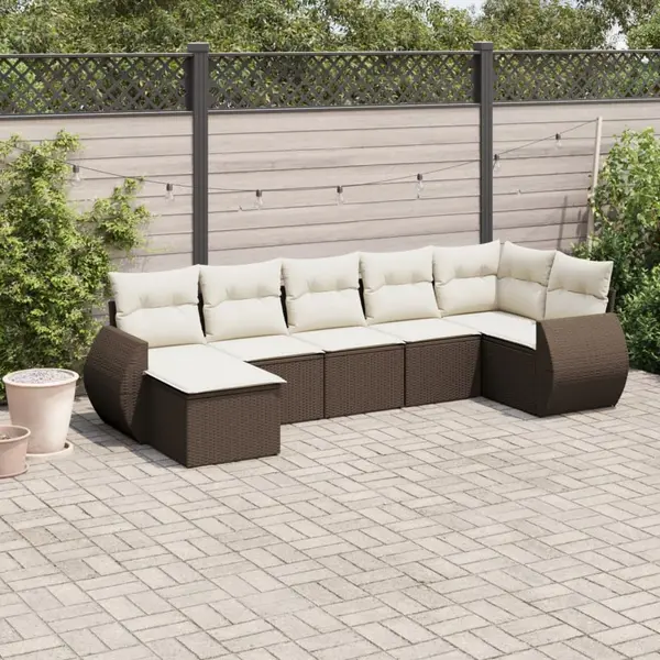 Gossi set canapele de gradina cu perne, 7 piese, maro, poliratan
