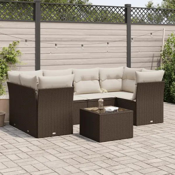 Gossi set canapele de gradina cu perne, 7 piese, maro, poliratan