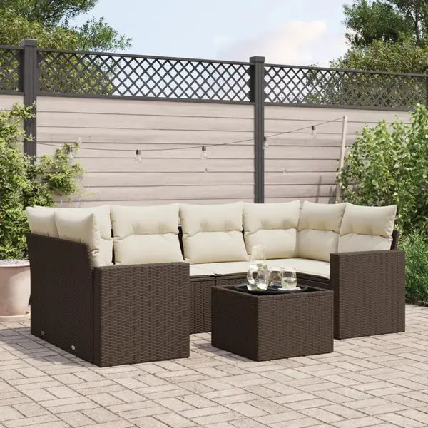 Gossi set canapele de gradina cu perne, 7 piese, maro, poliratan
