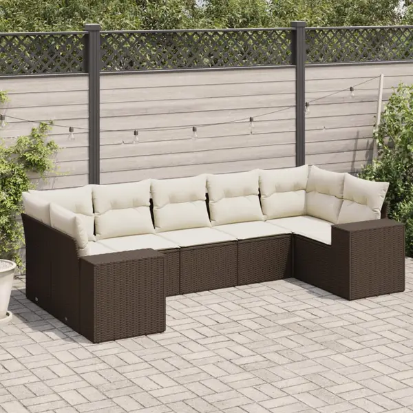 Gossi set canapele de gradina cu perne, 7 piese, maro, poliratan