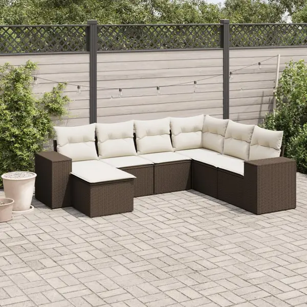 Gossi set canapele de gradina cu perne, 7 piese, maro, poliratan
