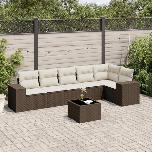 Gossi set canapele de gradina cu perne, 7 piese, maro, poliratan