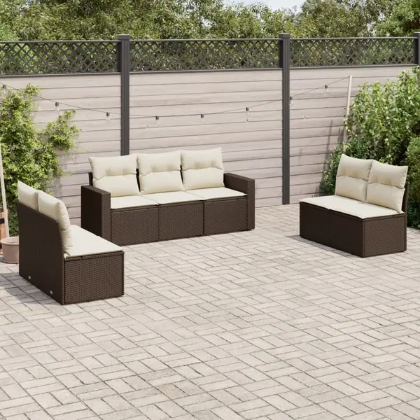 Gossi set canapele de gradina cu perne, 7 piese, maro, poliratan