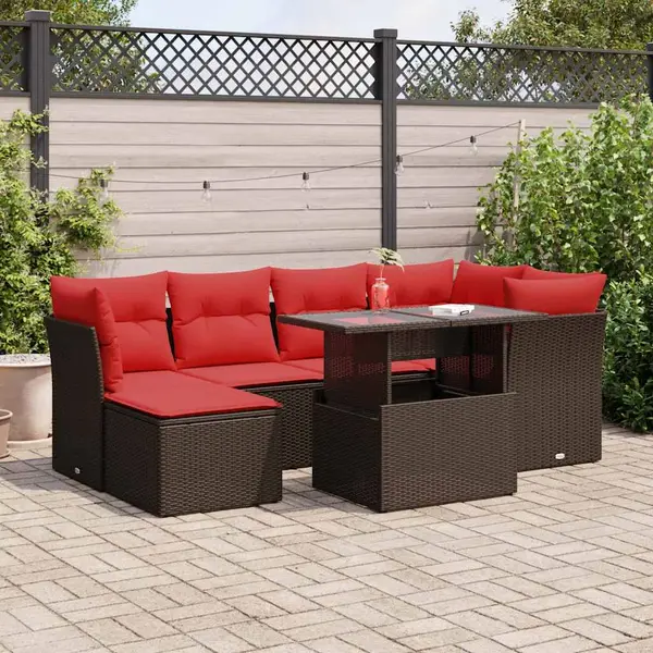 Gossi set canapele de gradina cu perne, 7 piese, maro, poliratan