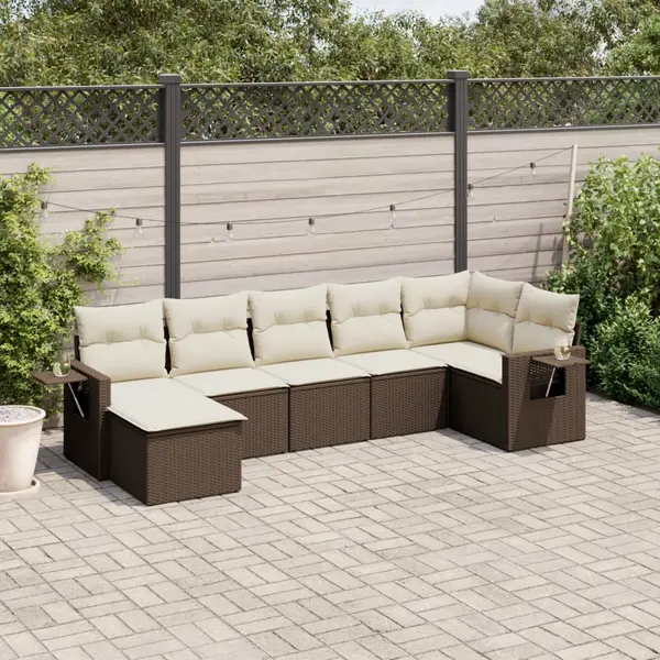 Gossi set canapele de gradina cu perne, 7 piese, maro, poliratan