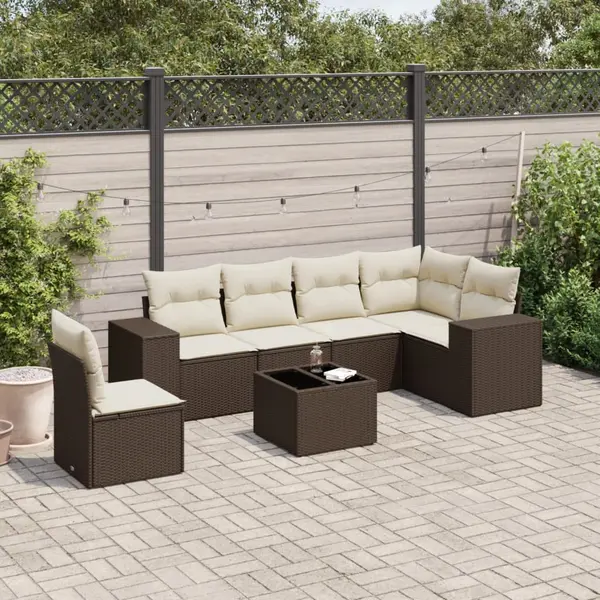 Gossi set canapele de gradina cu perne, 7 piese, maro, poliratan