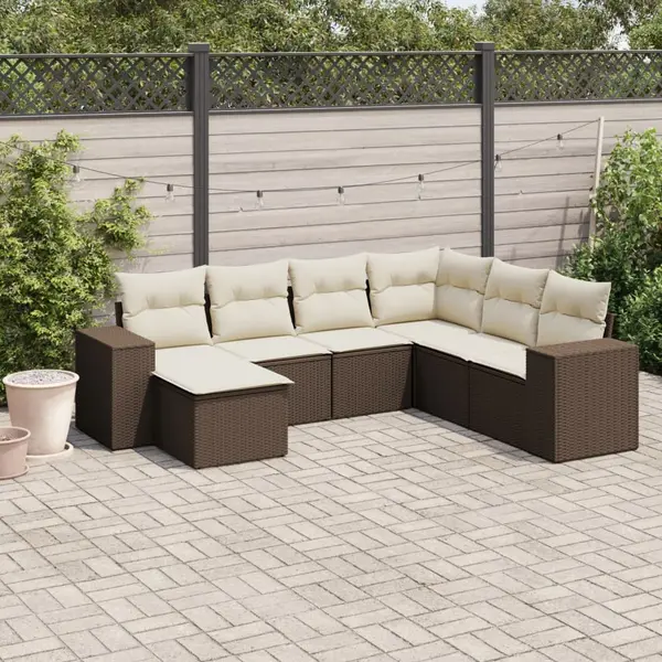 Gossi set canapele de gradina cu perne, 7 piese, maro, poliratan