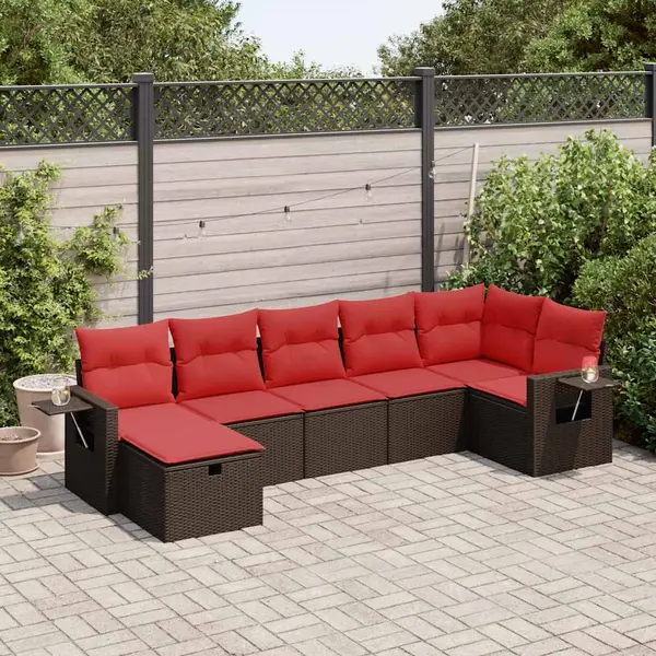 Gossi set canapele de gradina cu perne, 7 piese, maro, poliratan