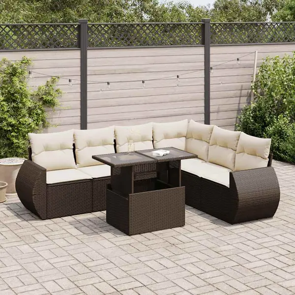 Gossi set canapele de gradina cu perne, 7 piese, maro, poliratan