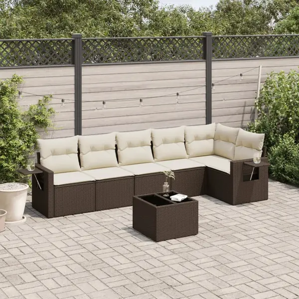 Gossi set canapele de gradina cu perne, 7 piese, maro, poliratan