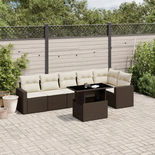 Gossi set canapele de gradina cu perne, 7 piese, maro, poliratan