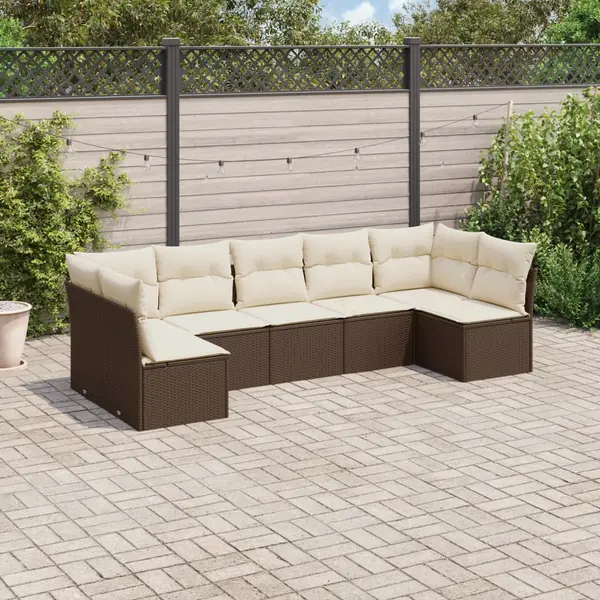 Gossi set canapele de gradina cu perne, 7 piese, maro, poliratan