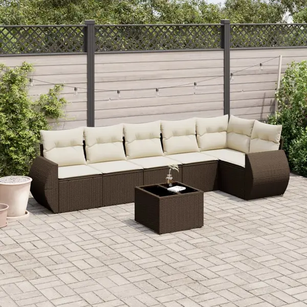 Gossi set canapele de gradina cu perne, 7 piese, maro, poliratan