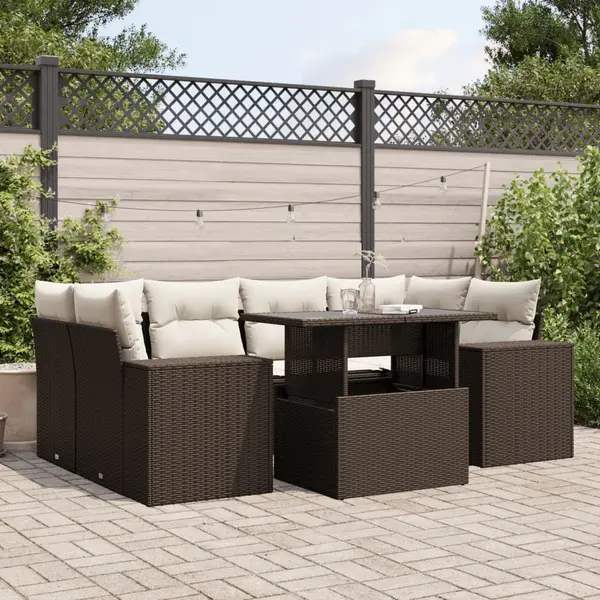 Gossi set canapele de gradina cu perne, 7 piese, maro, poliratan