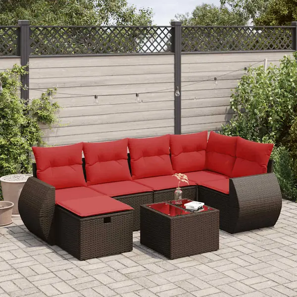 Gossi set canapele de gradina cu perne, 7 piese, maro, poliratan