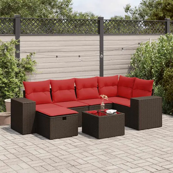 Gossi set canapele de gradina cu perne, 7 piese, maro, poliratan