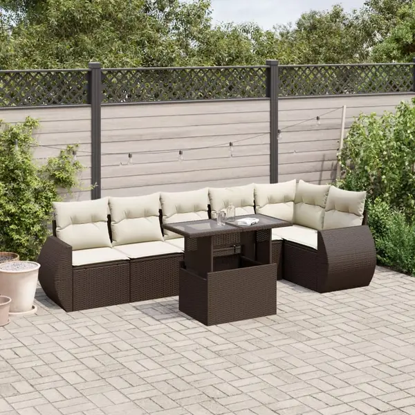Gossi set canapele de gradina cu perne, 7 piese, maro, poliratan