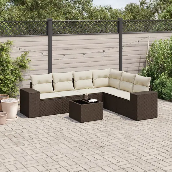 Gossi set canapele de gradina cu perne, 7 piese, maro, poliratan