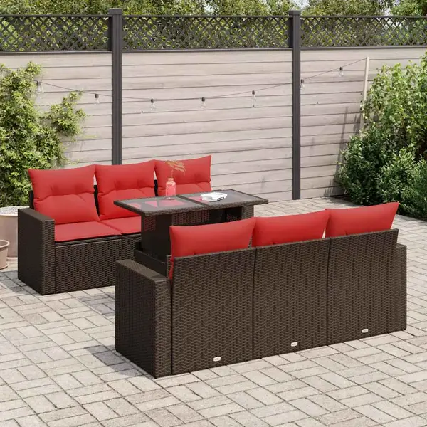 Gossi set canapele de gradina cu perne, 7 piese, maro, poliratan