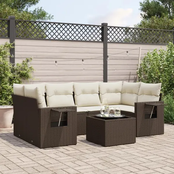 Gossi set canapele de gradina cu perne, 7 piese, maro, poliratan