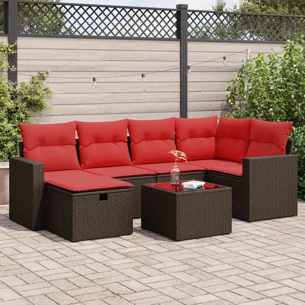 Gossi set canapele de gradina cu perne, 7 piese, maro, poliratan