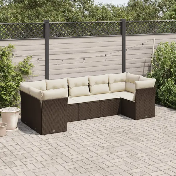Gossi set canapele de gradina cu perne, 7 piese, maro, poliratan