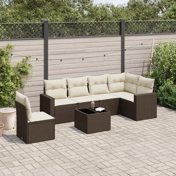 Gossi set canapele de gradina cu perne, 7 piese, maro, poliratan