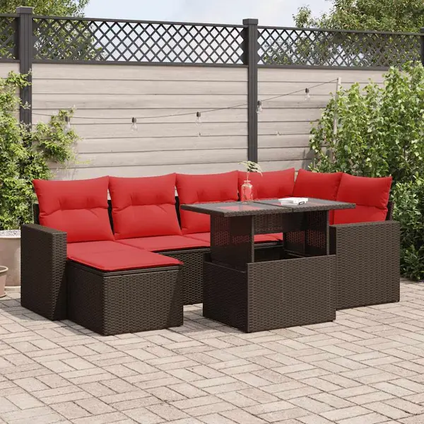Gossi set canapele de gradina cu perne, 7 piese, maro, poliratan