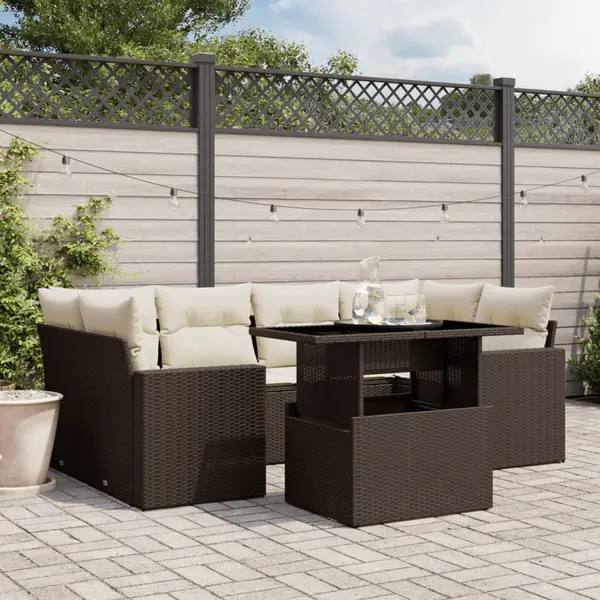 Gossi set canapele de gradina cu perne, 7 piese, maro, poliratan