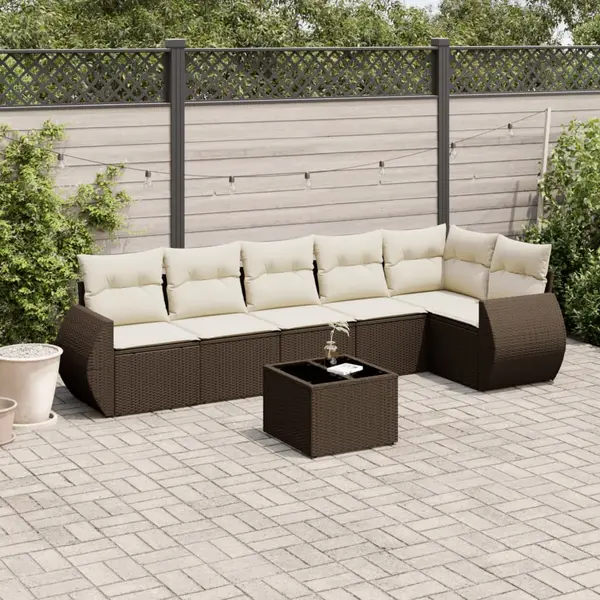Gossi set canapele de gradina cu perne, 7 piese, maro, poliratan