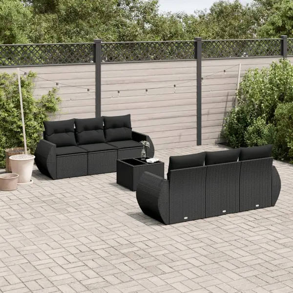 Gossi set canapele de gradina cu perne, 7 piese, negru, poliratan