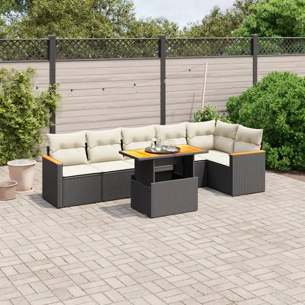 Gossi set canapele de gradina cu perne, 7 piese, negru, poliratan