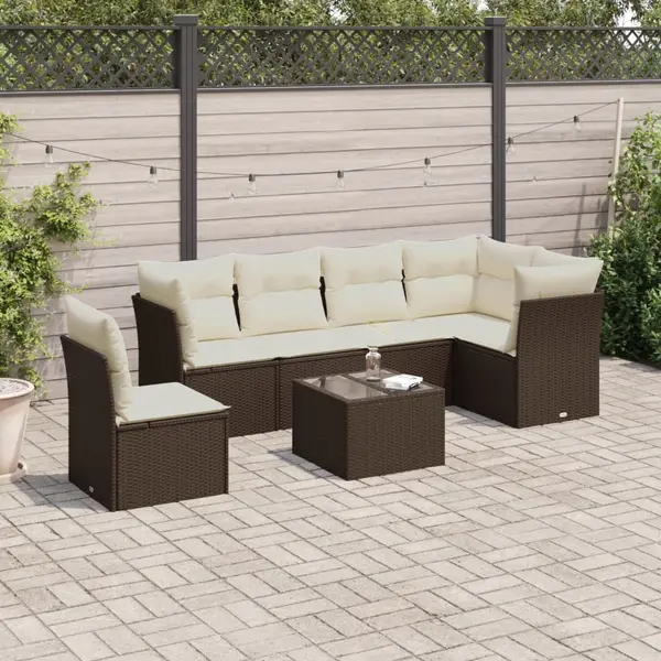 Gossi set canapele de gradina cu perne, 7 piese, negru, poliratan