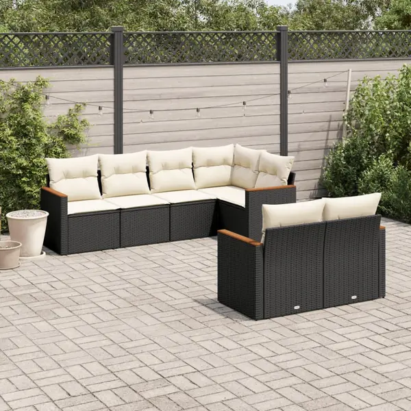 Gossi set canapele de gradina cu perne, 7 piese, negru, poliratan