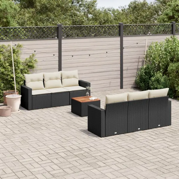 Gossi set canapele de gradina cu perne, 7 piese, negru, poliratan