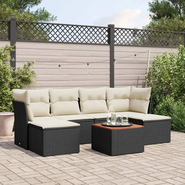 Gossi set canapele de gradina cu perne, 7 piese, negru, poliratan