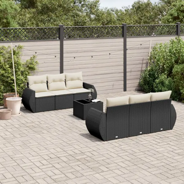 Gossi set canapele de gradina cu perne, 7 piese, negru, poliratan