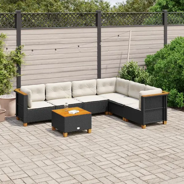 Gossi set canapele de gradina cu perne, 7 piese, negru, poliratan
