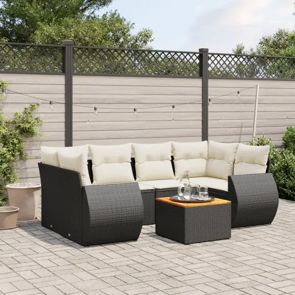 Gossi set canapele de gradina cu perne, 7 piese, negru, poliratan