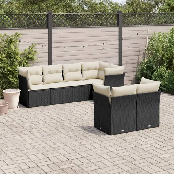 Gossi set canapele de gradina cu perne, 7 piese, negru, poliratan