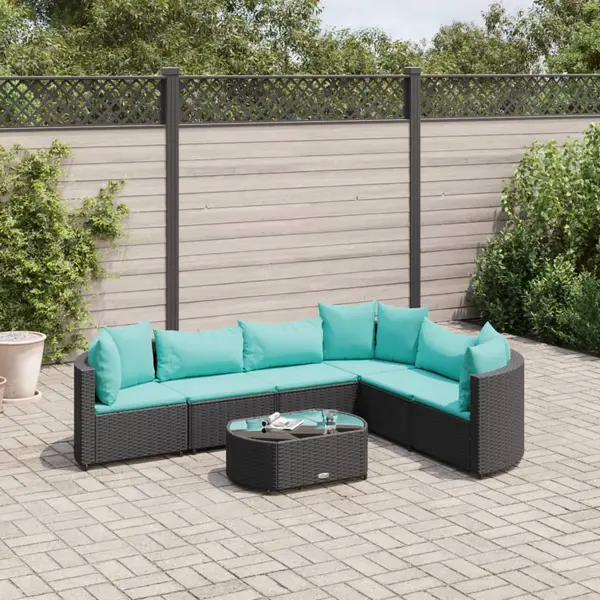 Gossi set canapele de gradina cu perne, 7 piese, negru, poliratan