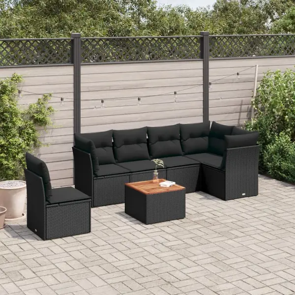 Gossi set canapele de gradina cu perne, 7 piese, negru, poliratan