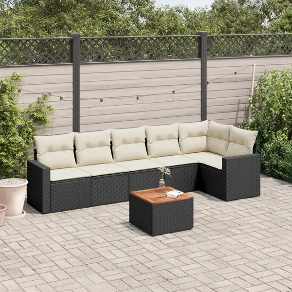 Gossi set canapele de gradina cu perne, 7 piese, negru, poliratan